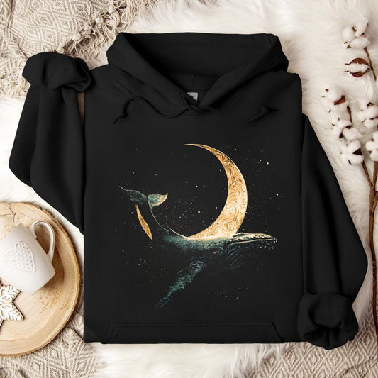 Mystic Whale Hoodie in Black - Dolce Reverie