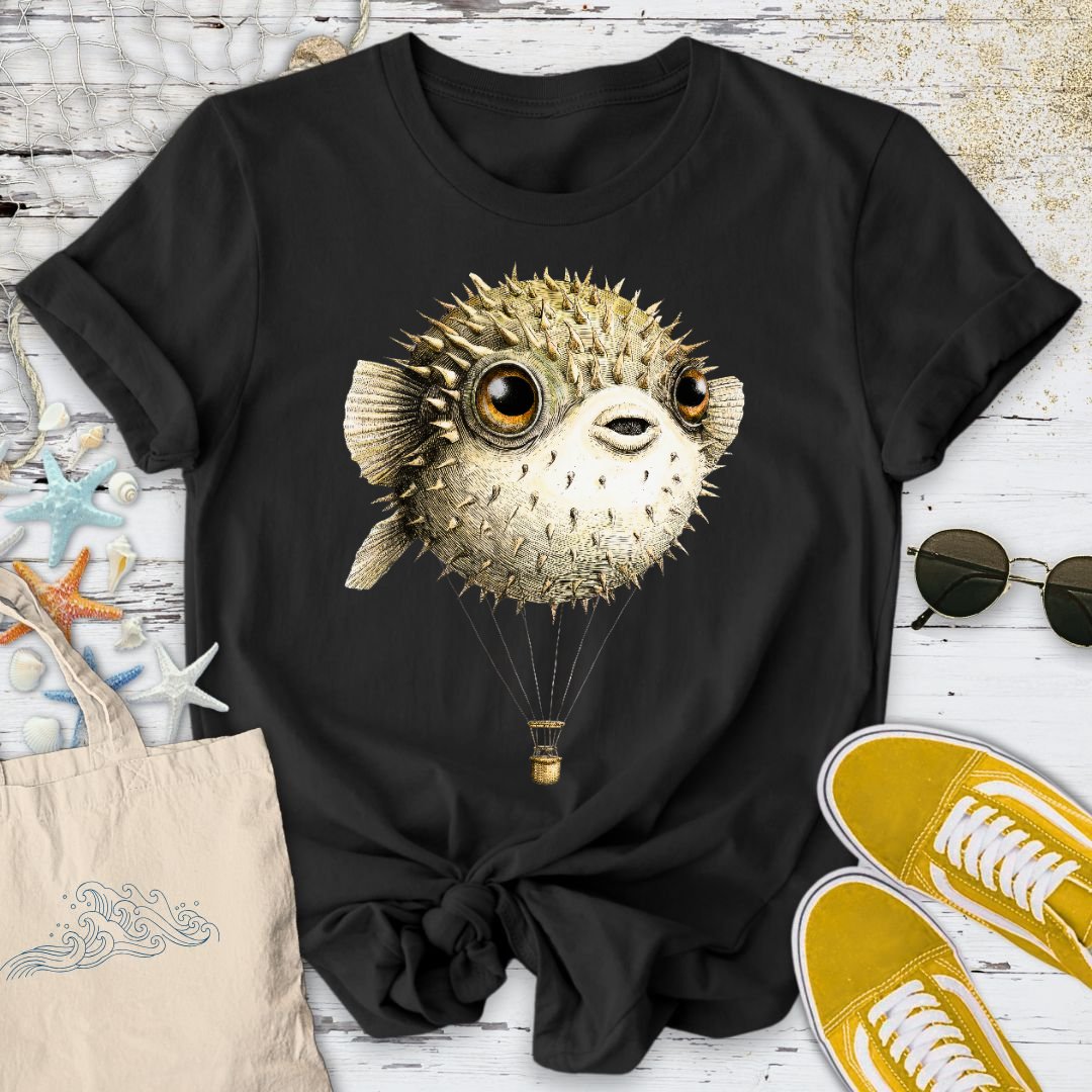 Pufferfish Balloon T-Shirt in Black - Dolce Reverie
