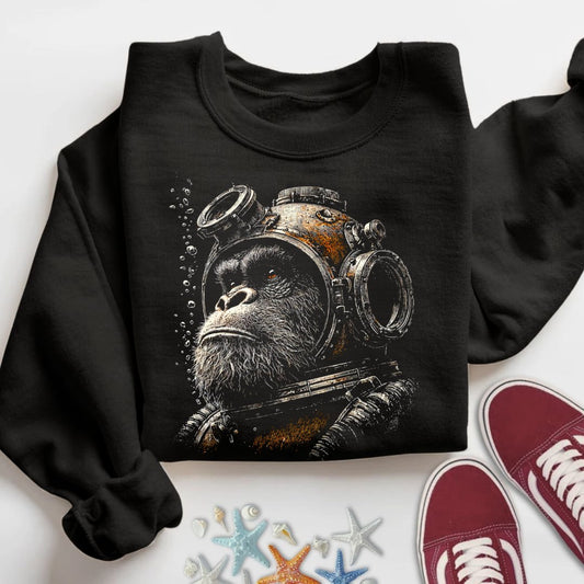 The Deep Sea Gorilla Sweatshirt in Black - Dolce Reverie