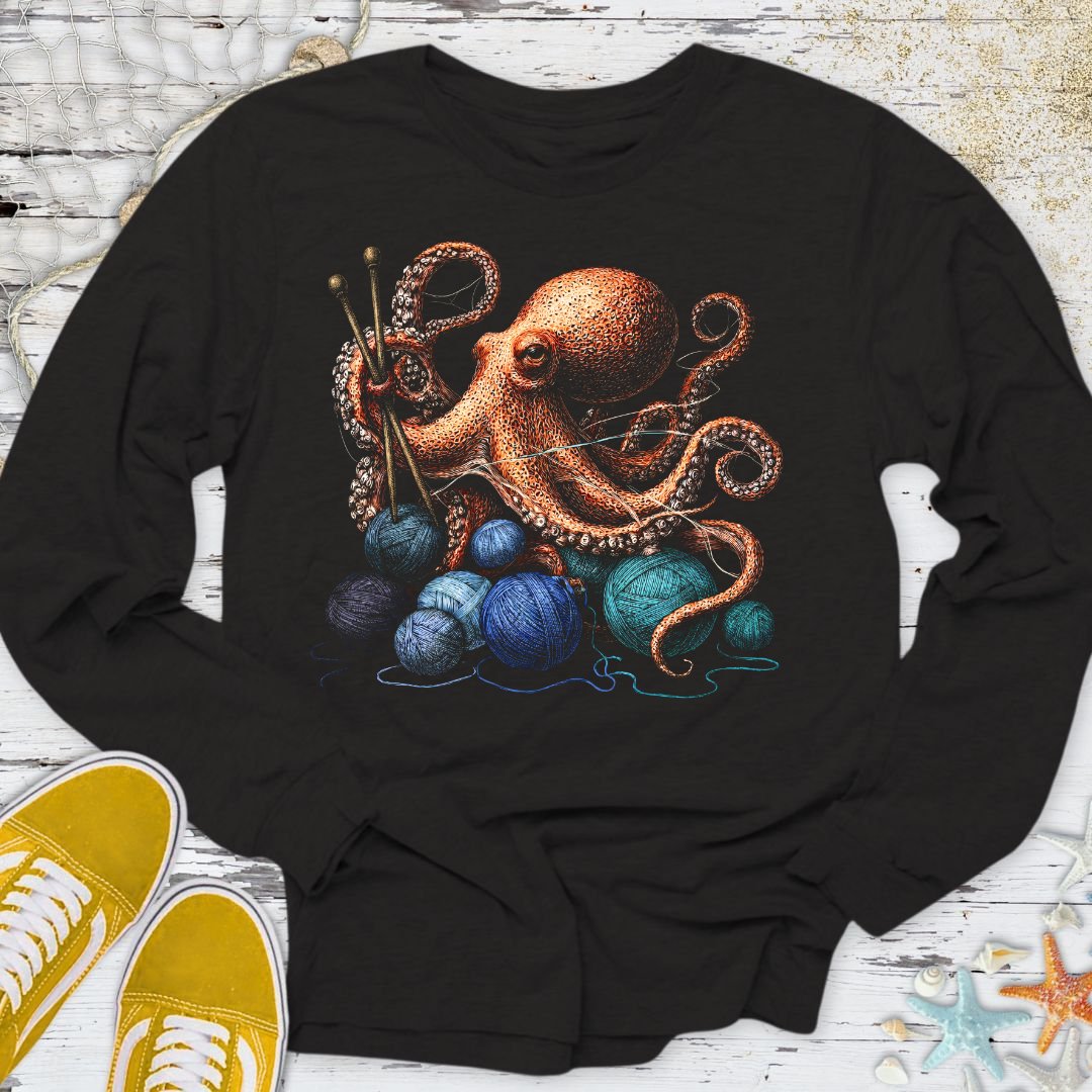 Knitting Octopus Long Sleeve Tee