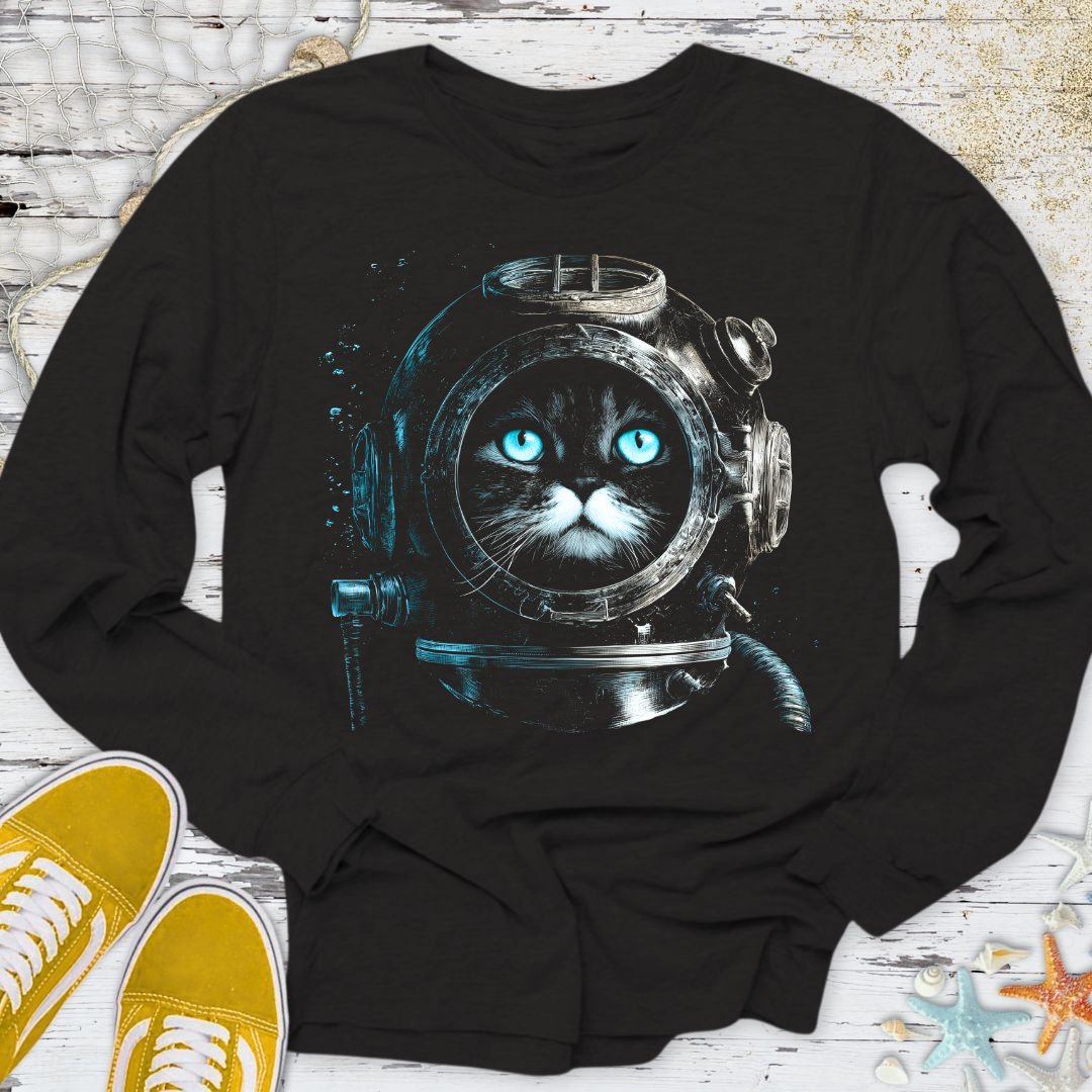 Deep Diver Cat Long Sleeve Tee