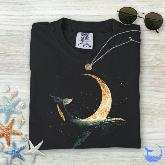 Mystic Whale Comfort Colors T-Shirt in Black - Dolce Reverie