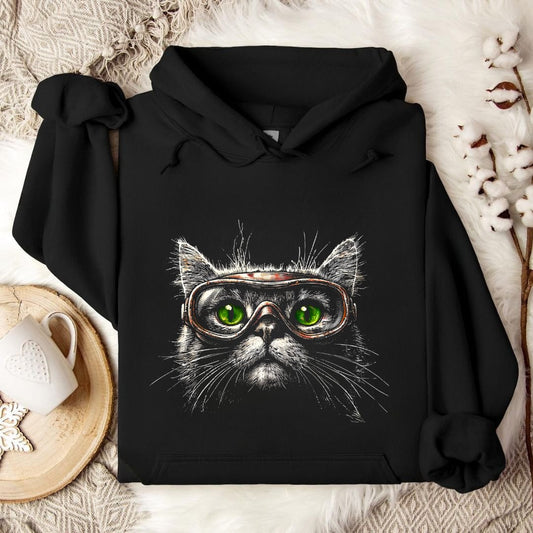 Scuba Cat Hoodie in Black - Dolce Reverie