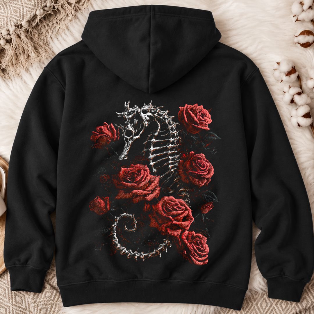 Bed Of Roses Seahorse Back Print Hoodie