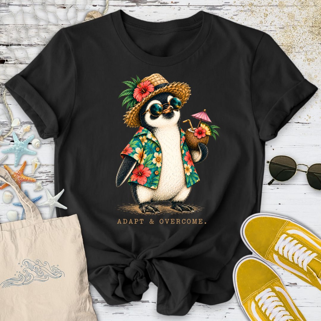 Adapt & Overcome, Penguin T-Shirt in Black - Dolce Reverie