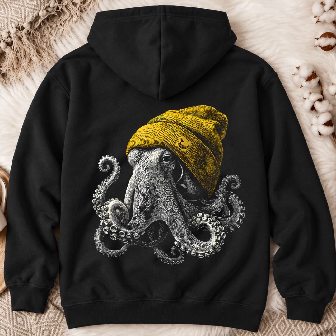 Winter Octopus Back Print Hoodie