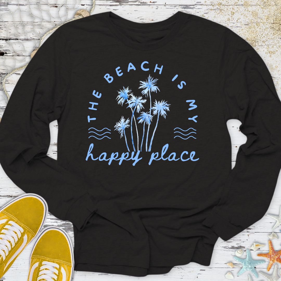 The Beach Is My Happy Place Long Sleeve Tee