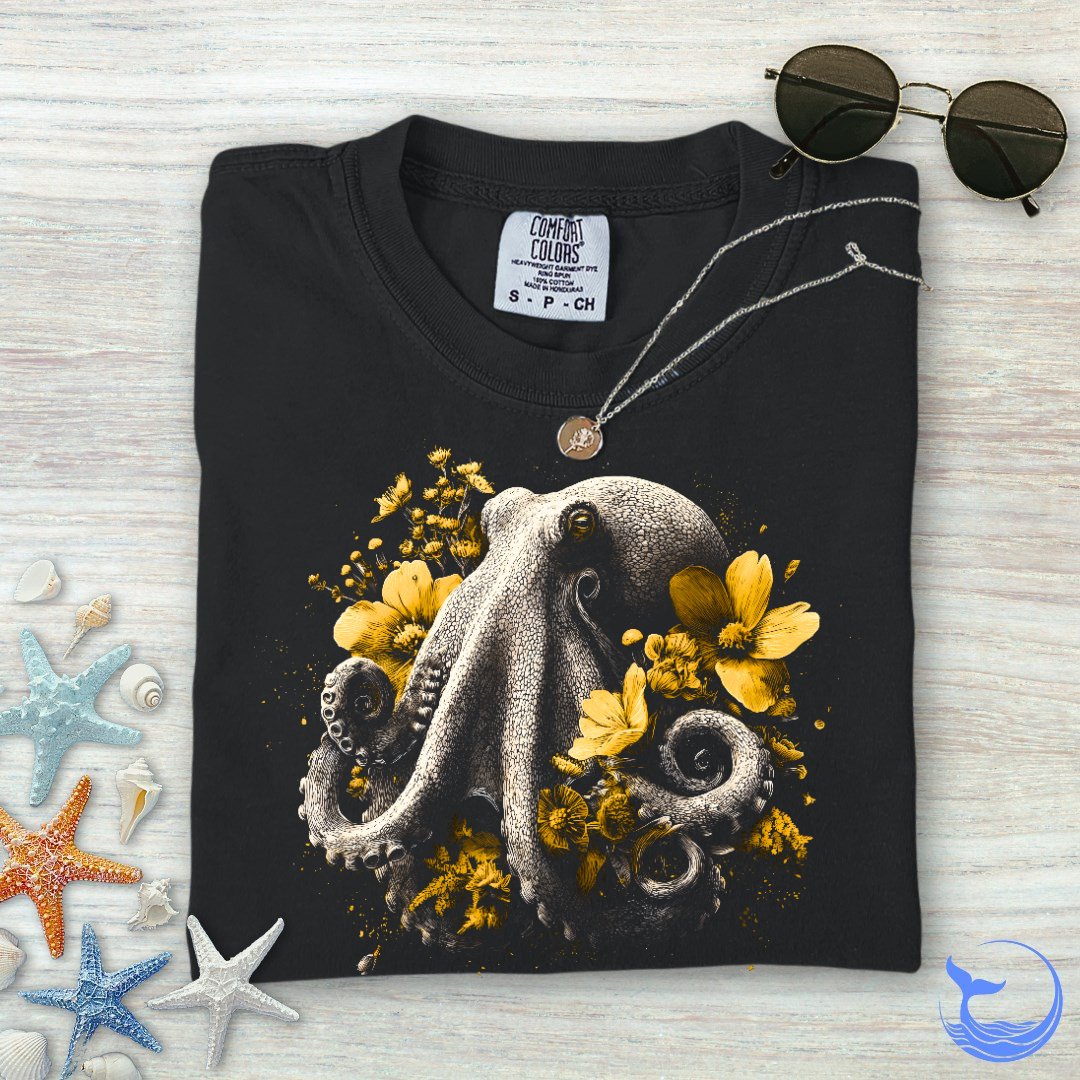 Floral Octopus Comfort Colors T-Shirt