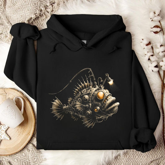 Steampunk Anglerfish Hoodie in Black - Dolce Reverie