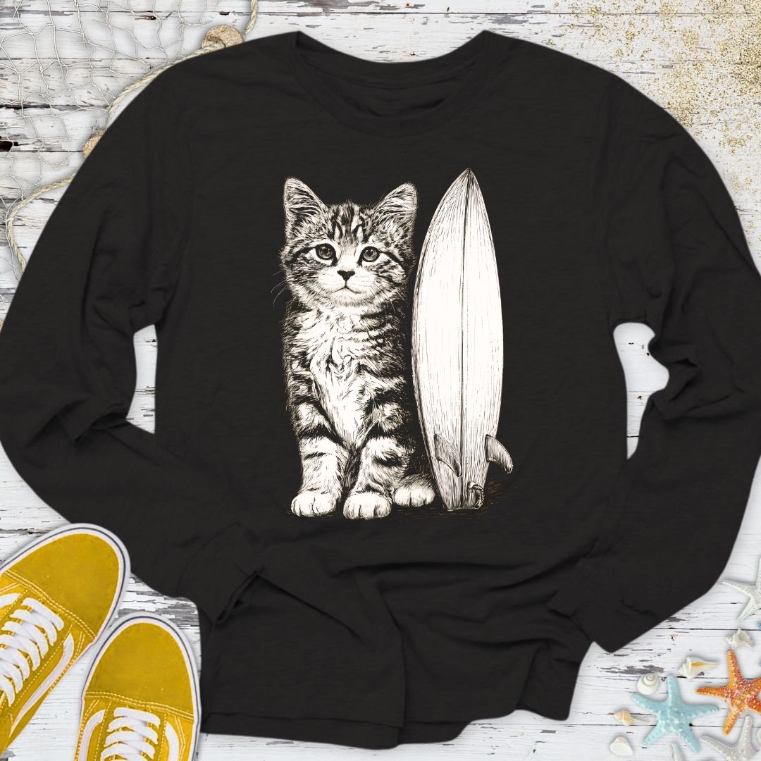 Surfer Cat Long Sleeve Tee