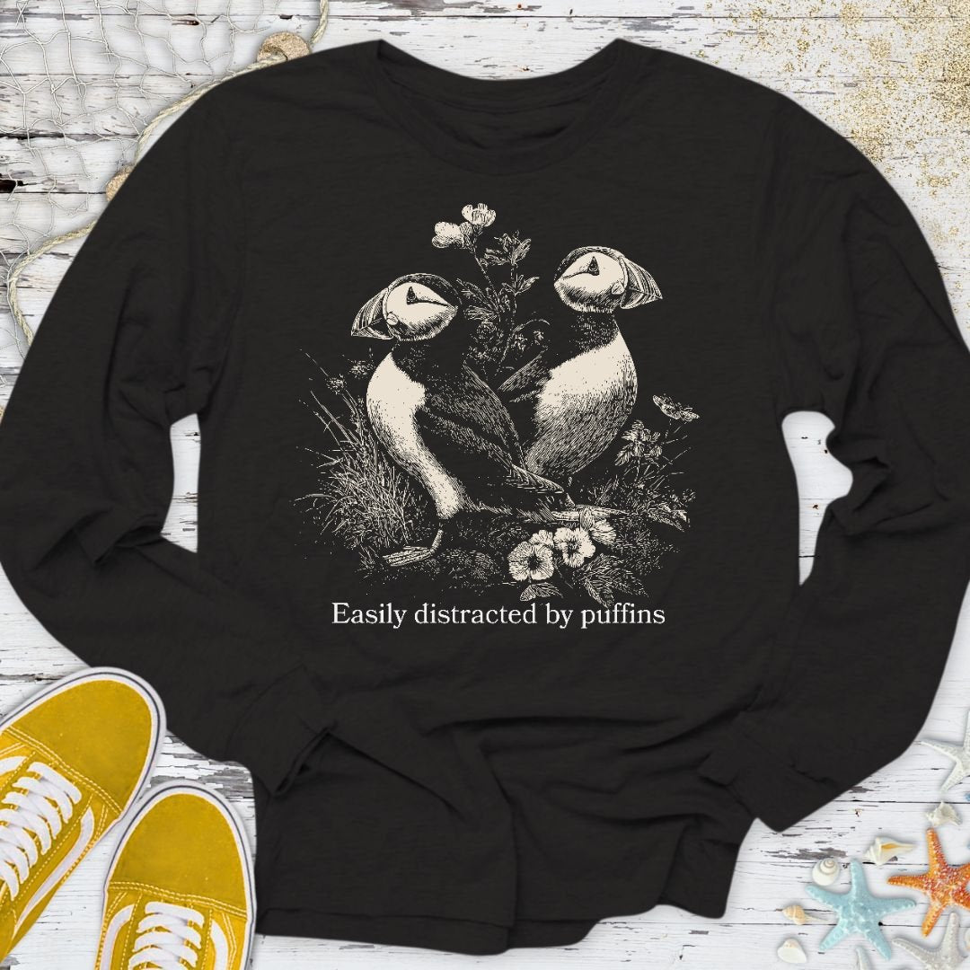Distracted By Puffins Long Sleeve Tee