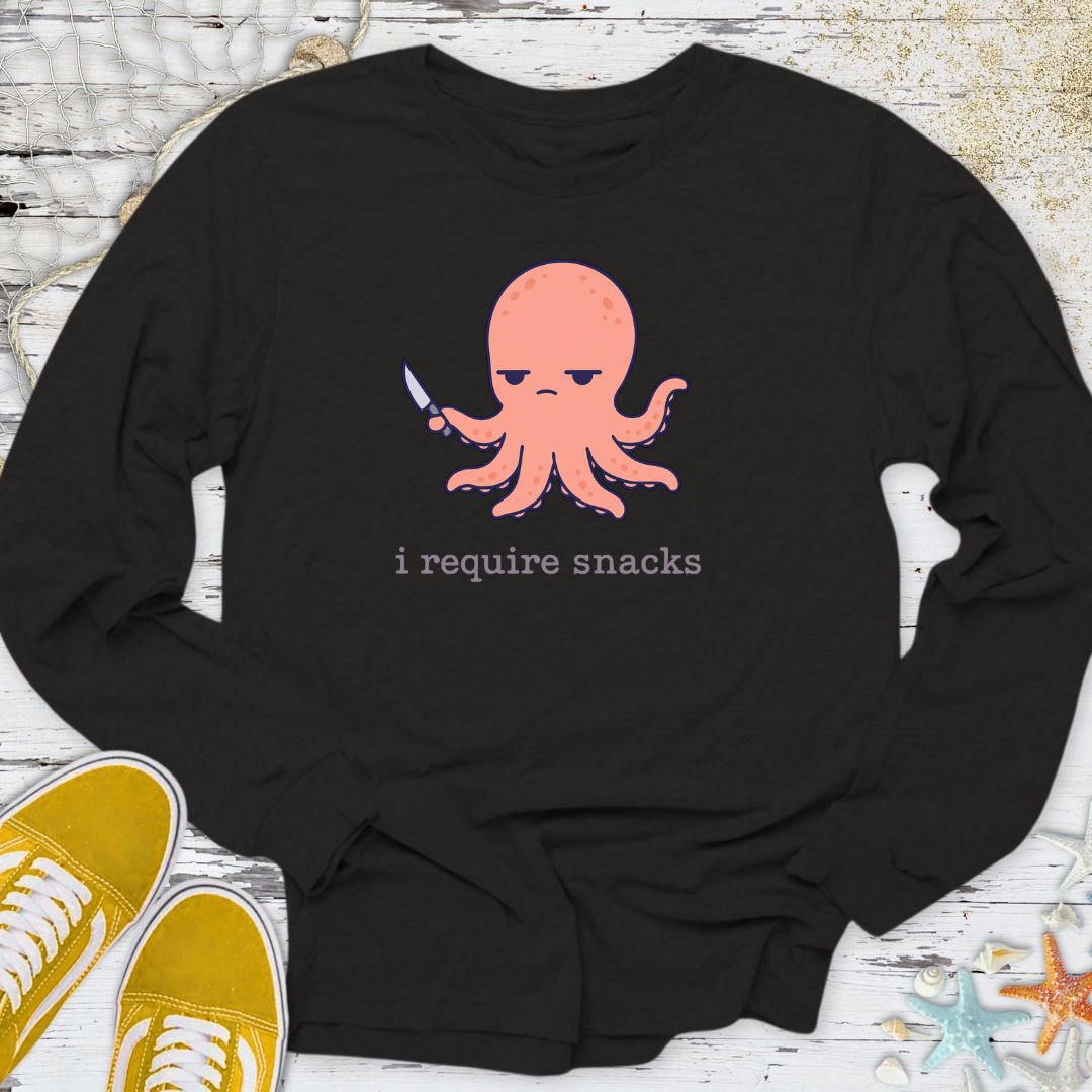 I Require Snacks Octopus Long Sleeve Tee