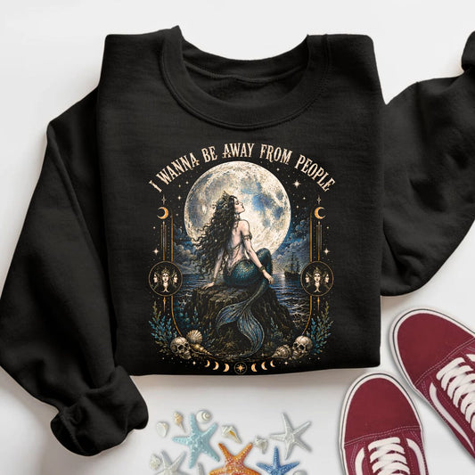 I Wanna Be Away From People Sweatshirt in Black - Dolce Reverie