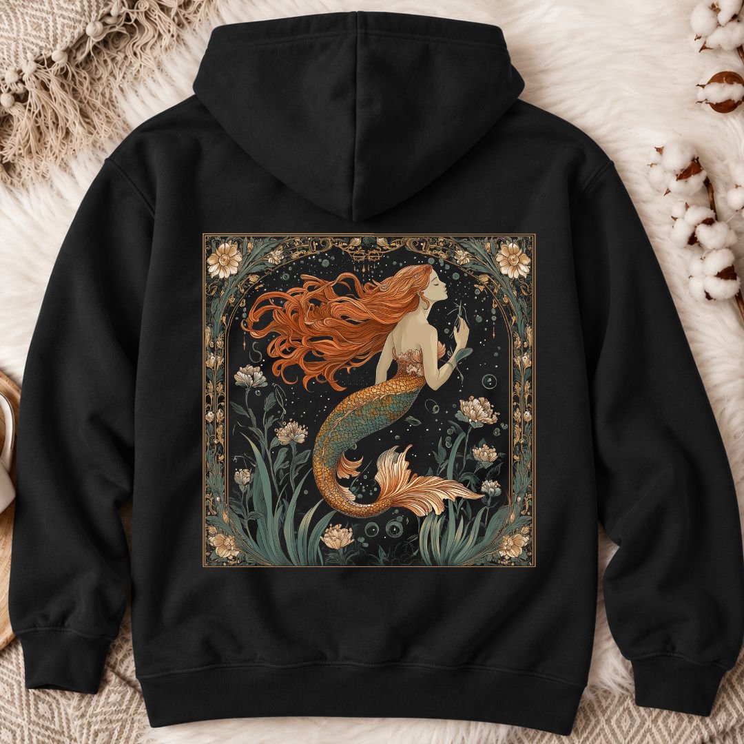 Mermaid Art Nouveau Back Print Hoodie