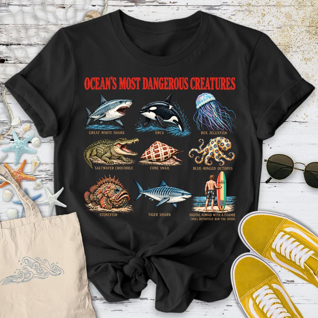 Ocean's Most Dangerous Creatures T-Shirt in Black - Dolce Reverie