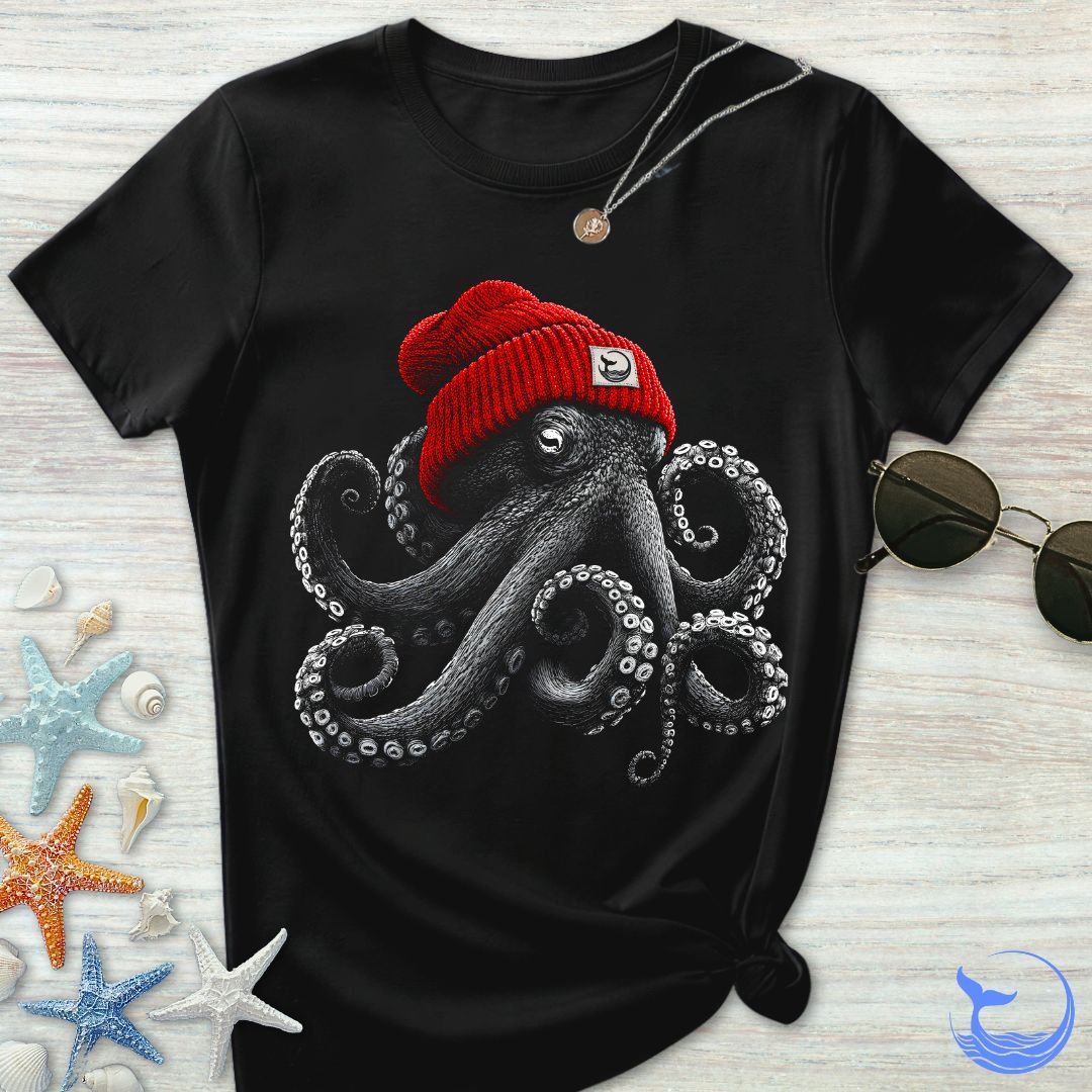 Red Beanie Octopus Women's T-Shirt
