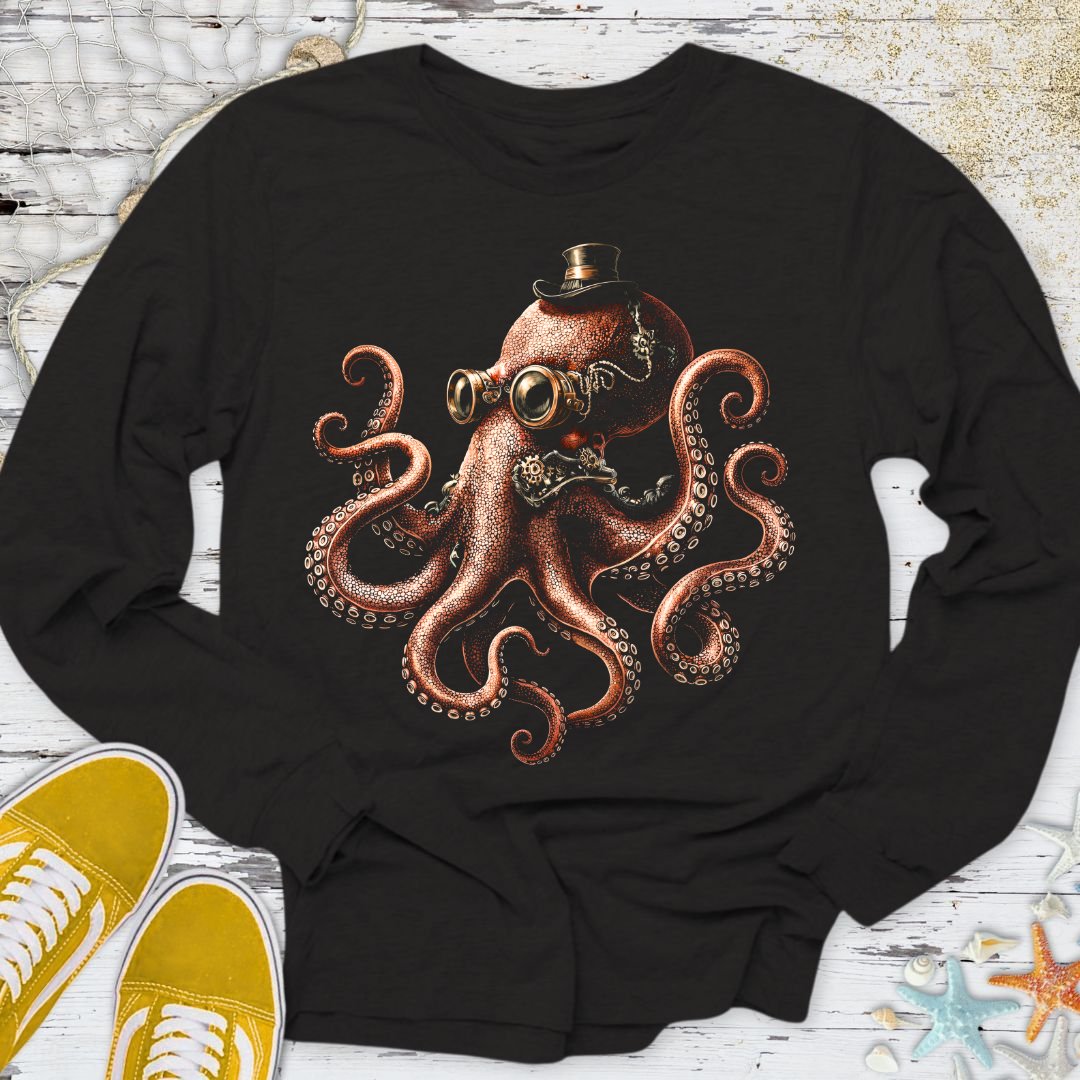 Steampunk Octopus Long Sleeve Tee