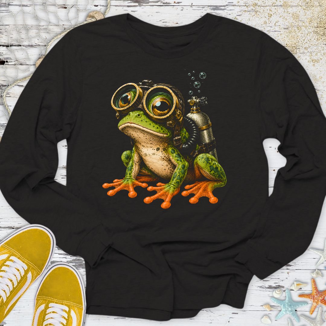 Scuba Diver Frog Long Sleeve Tee