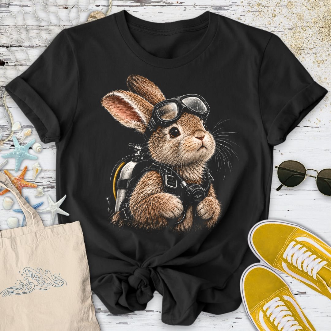 Scuba Diver Bunny T-Shirt in Black - Dolce Reverie