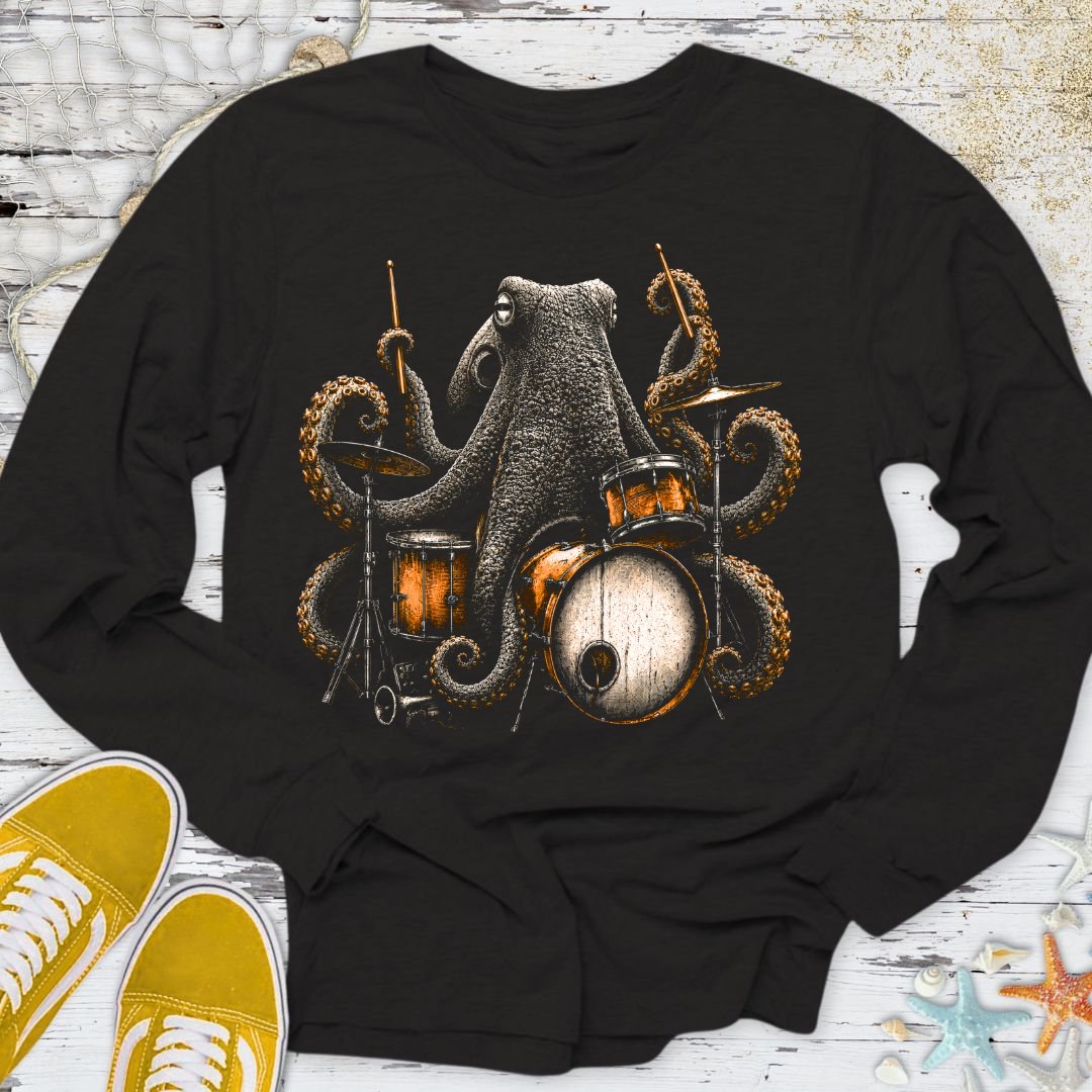 Wild Octopus Drummer Long Sleeve Tee