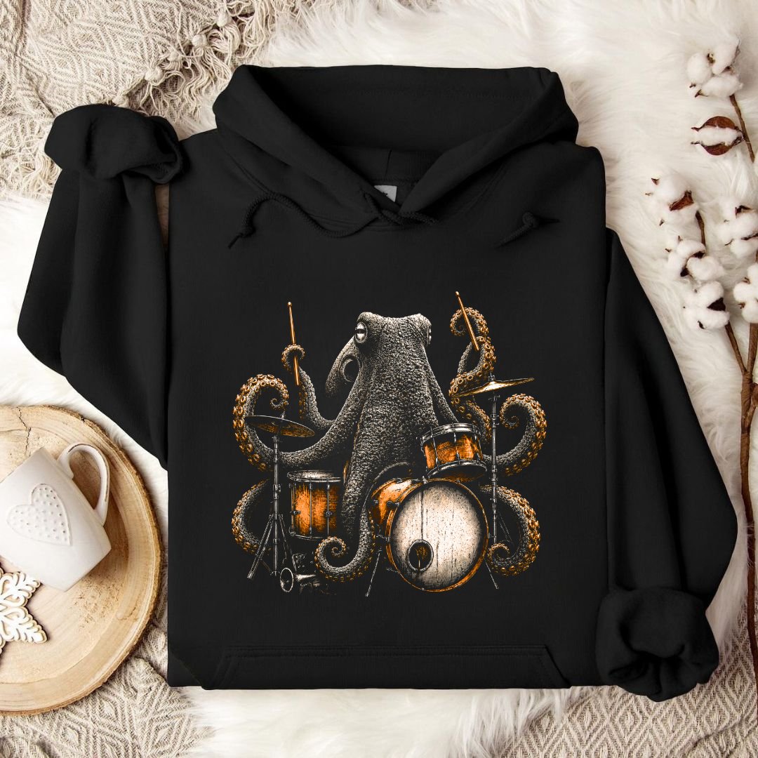 Wild Octopus Drummer Hoodie