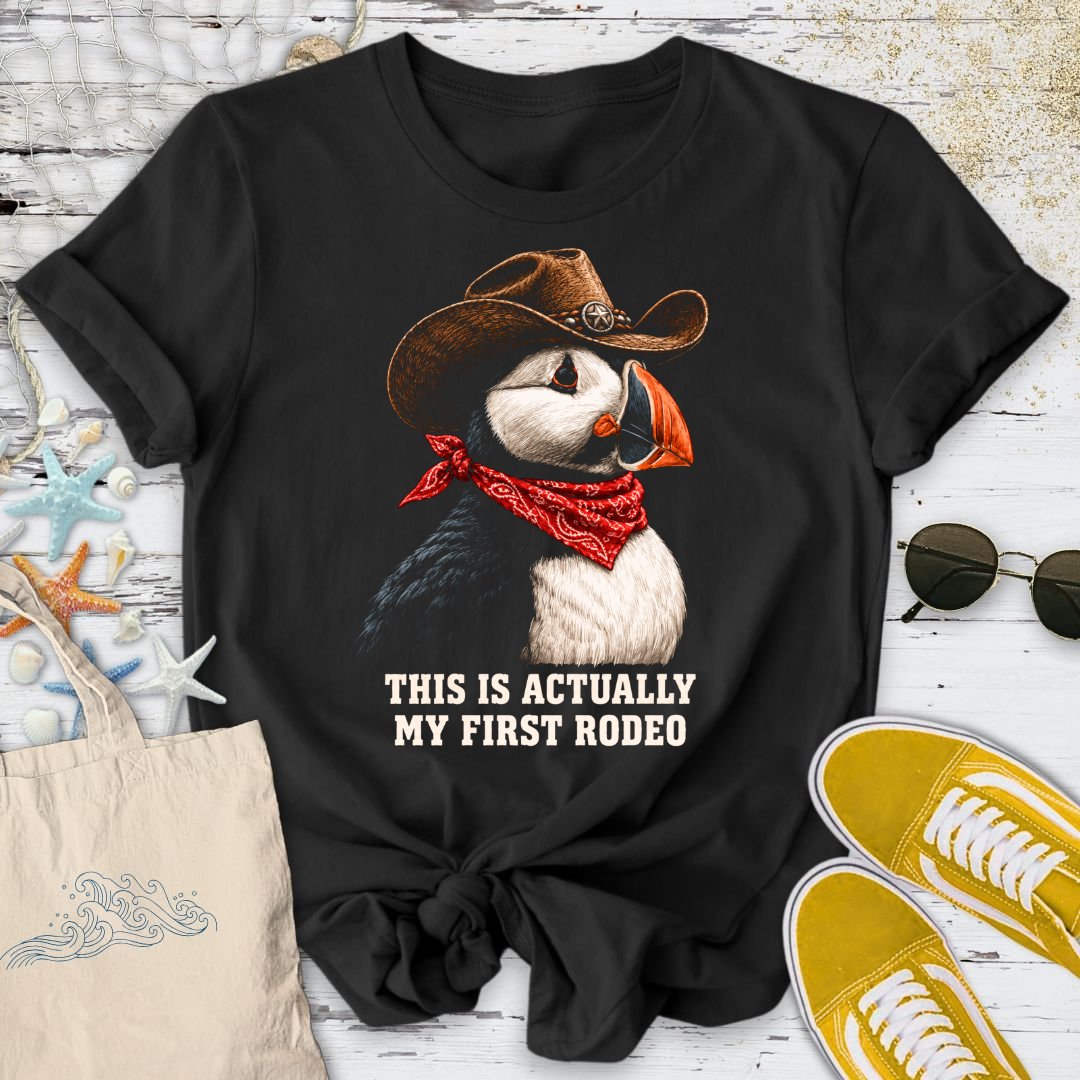 My First Rodeo, Puffin T-Shirt in Black - Dolce Reverie