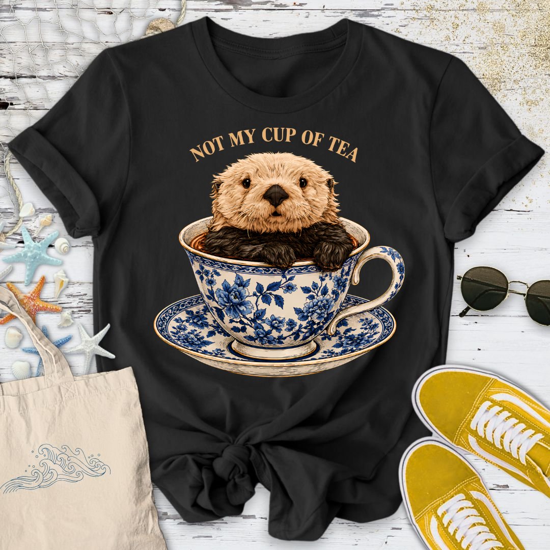 Not My Cup Of Tea, Otter T-Shirt in Black - Dolce Reverie