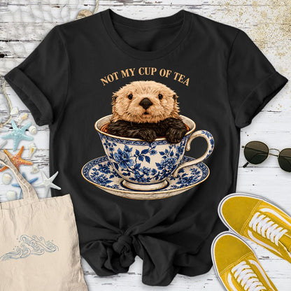 Not My Cup Of Tea, Otter T-Shirt in Black - Dolce Reverie