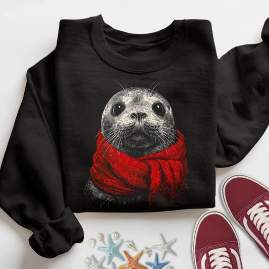Winter Seal Sweatshirt in Black - Dolce Reverie