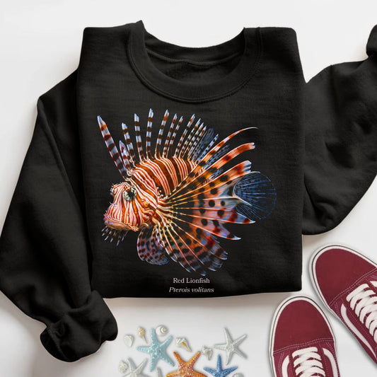 Red Lionfish Sweatshirt in Black - Dolce Reverie