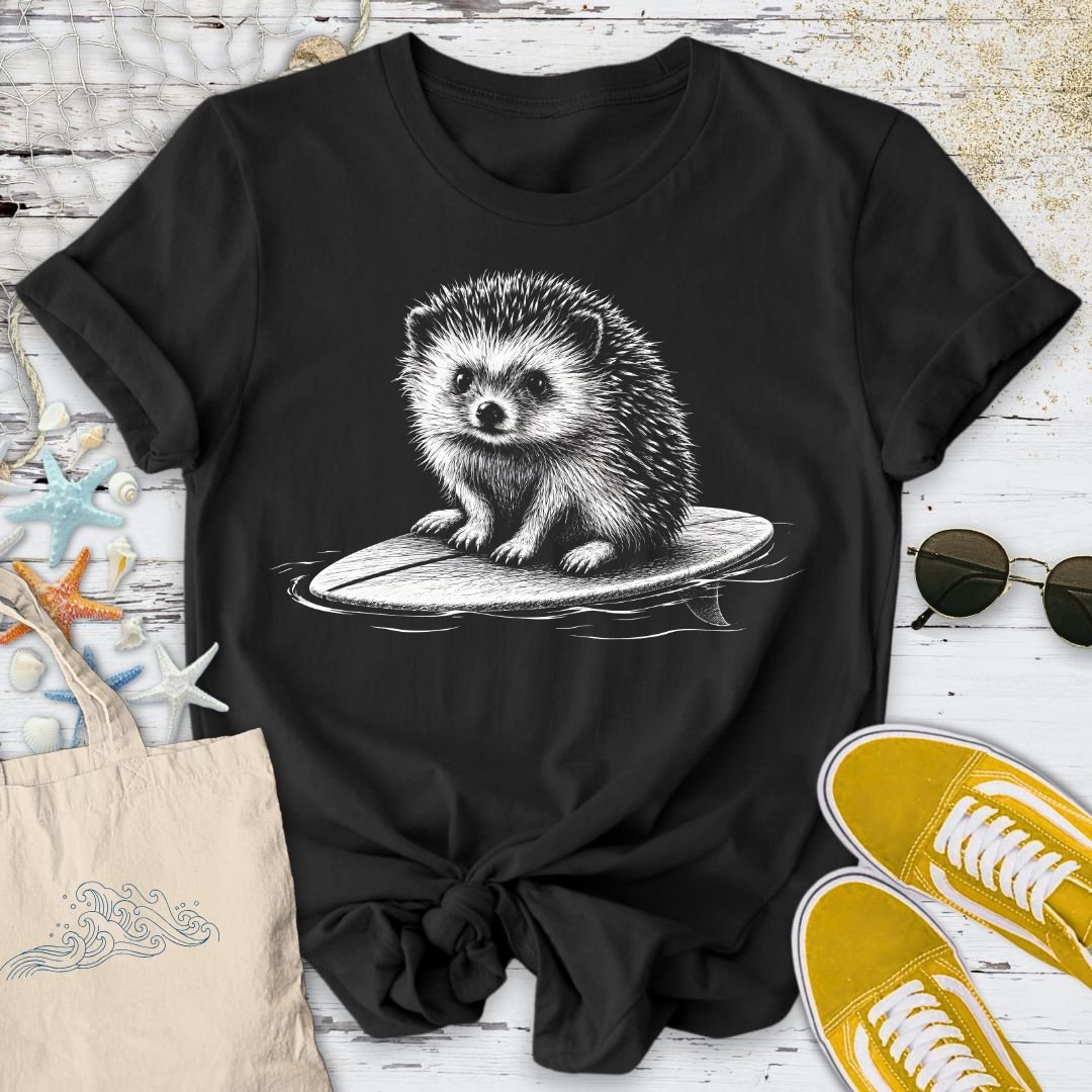 Surfing Hedgehog T-Shirt in Black - Dolce Reverie
