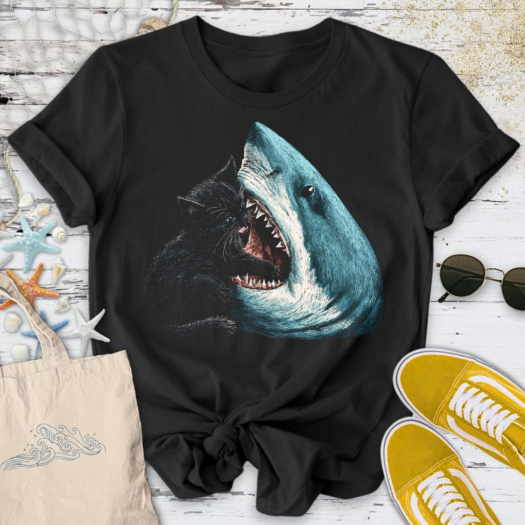 That's My Lunch, Cat T-Shirt in Black - Dolce Reverie