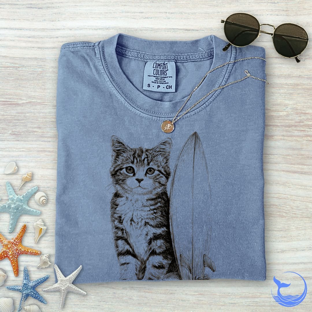 Surfer Cat Comfort Colors T-Shirt