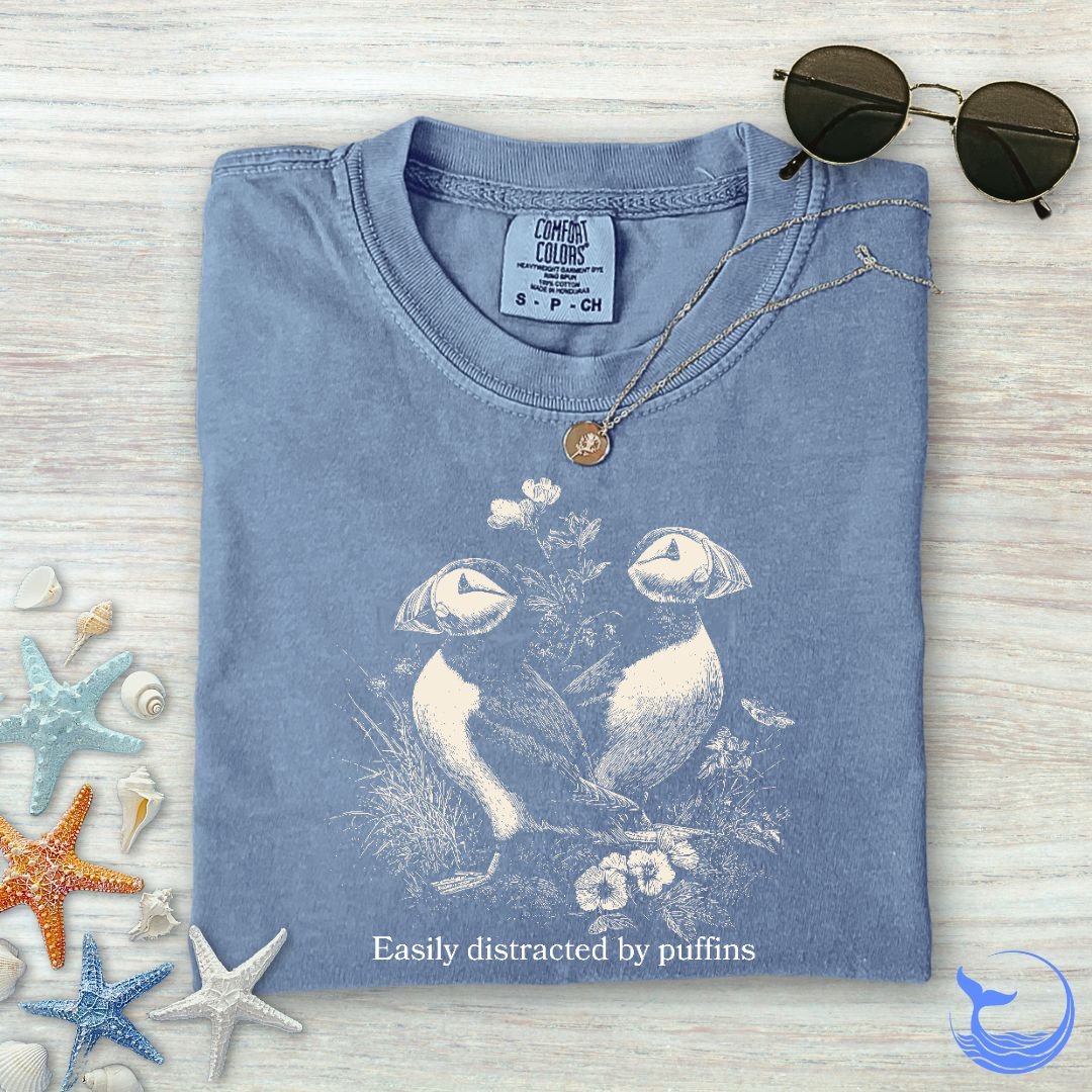 Distracted By Puffins Comfort Colors T-Shirt