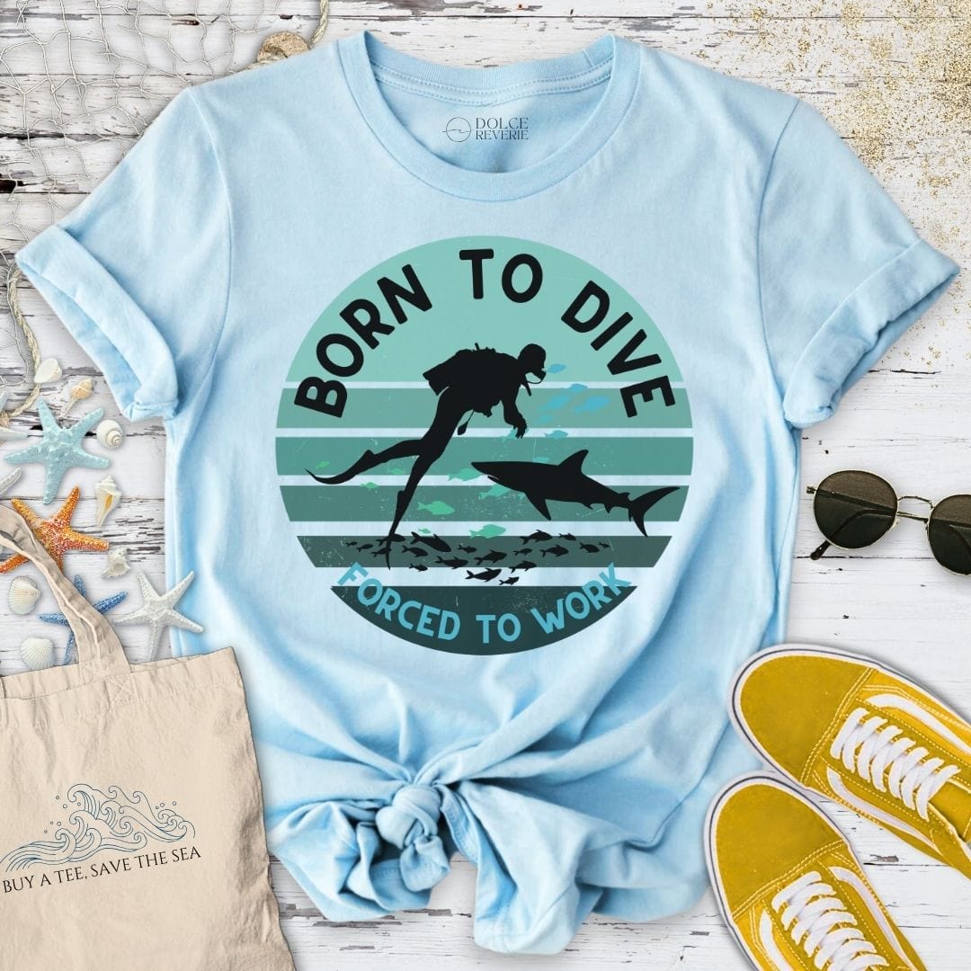 Born To Dive T-Shirt Light Blue / S