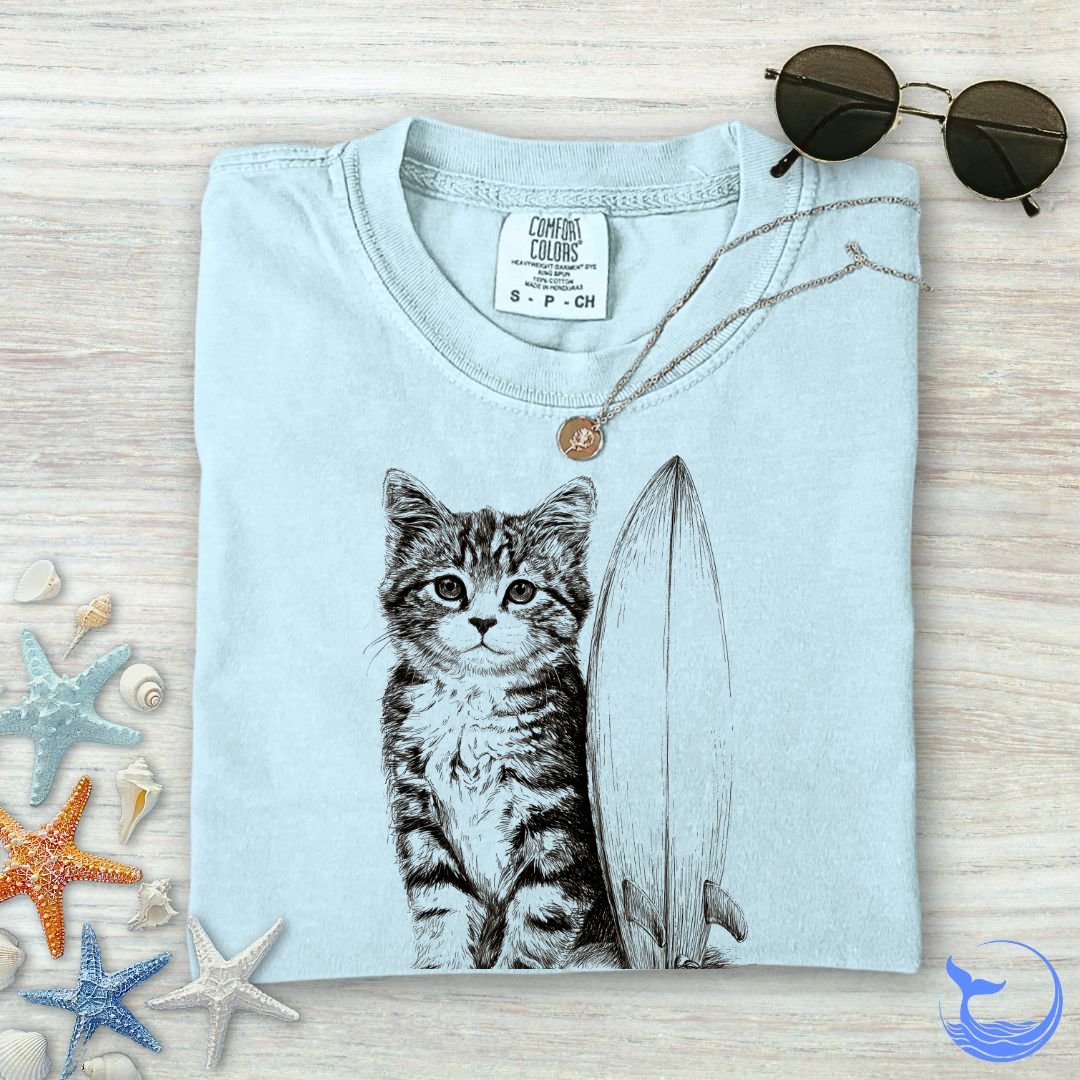 Surfer Cat Comfort Colors T-Shirt