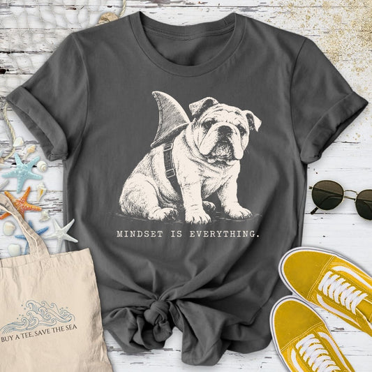 Mindset Is Everything, Bulldog T-Shirt in Charcoal - Dolce Reverie