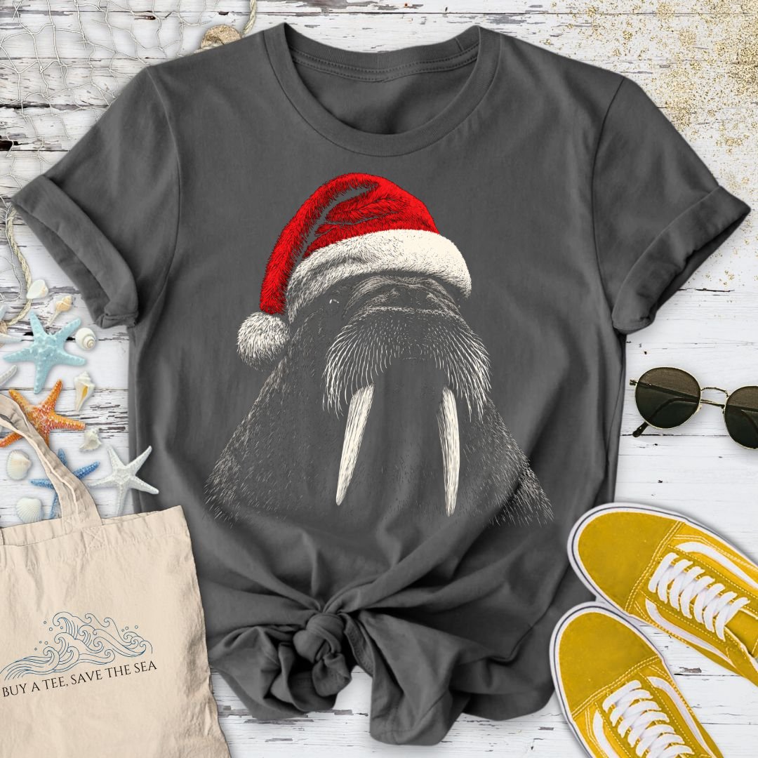 Santa Walrus T-Shirt in Charcoal - Dolce Reverie
