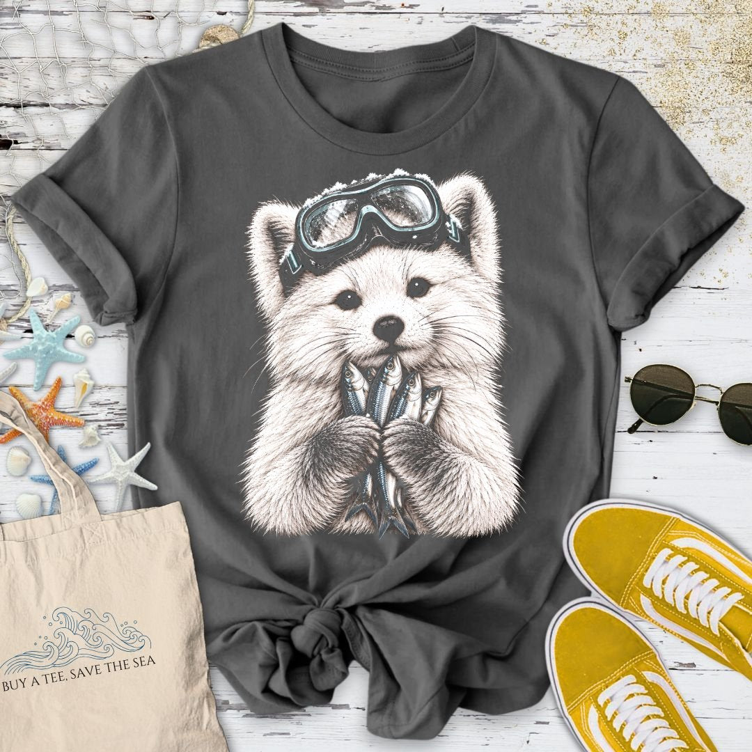 Scuba Diver Arctic Fox T-Shirt in Charcoal - Dolce Reverie