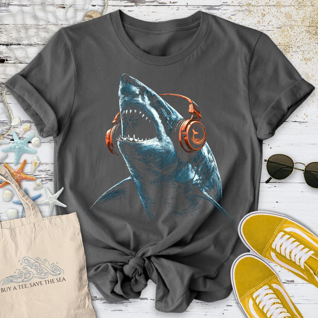 Music Shark T-Shirt in Charcoal - Dolce Reverie
