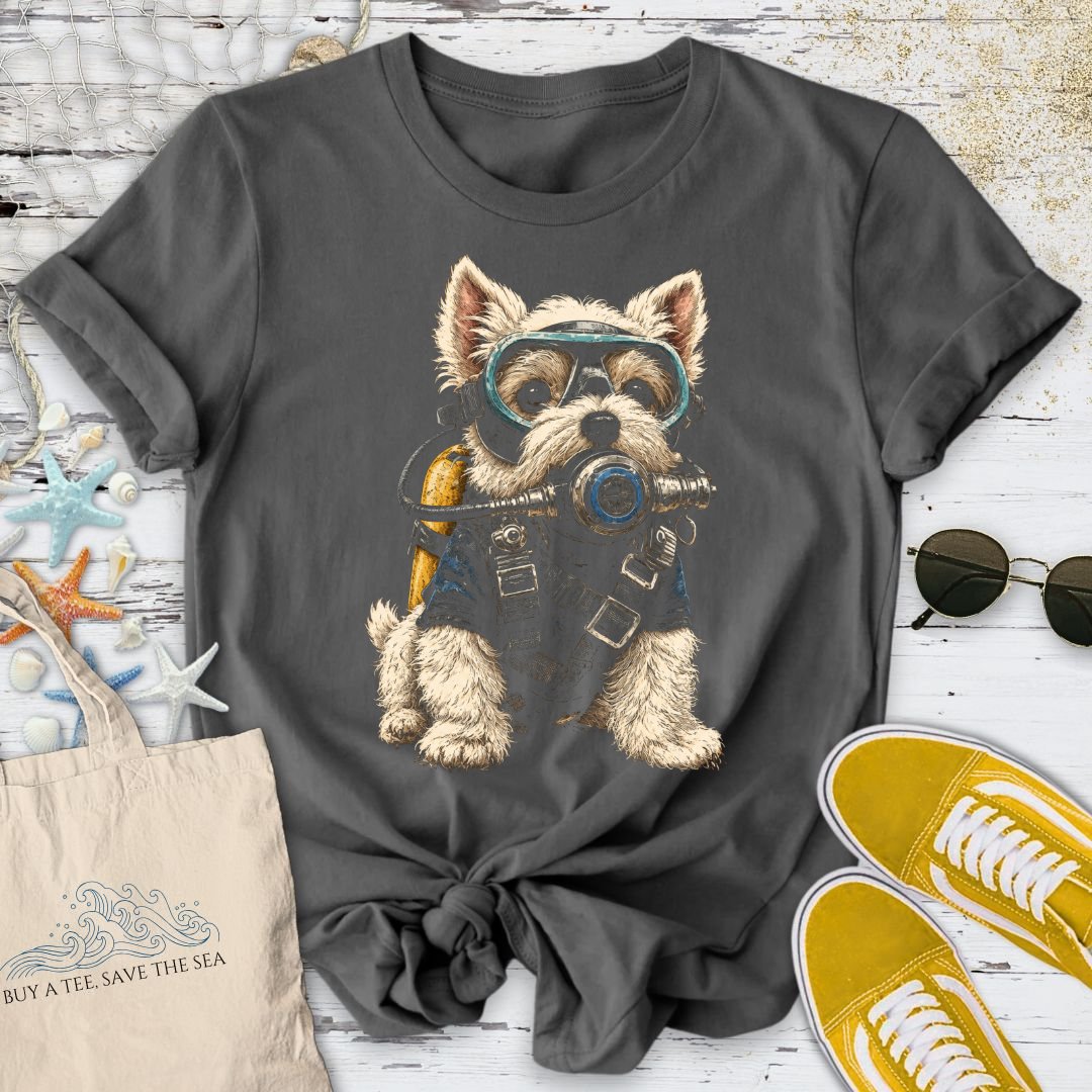 Scuba Diver Dog T-Shirt in Charcoal - Dolce Reverie