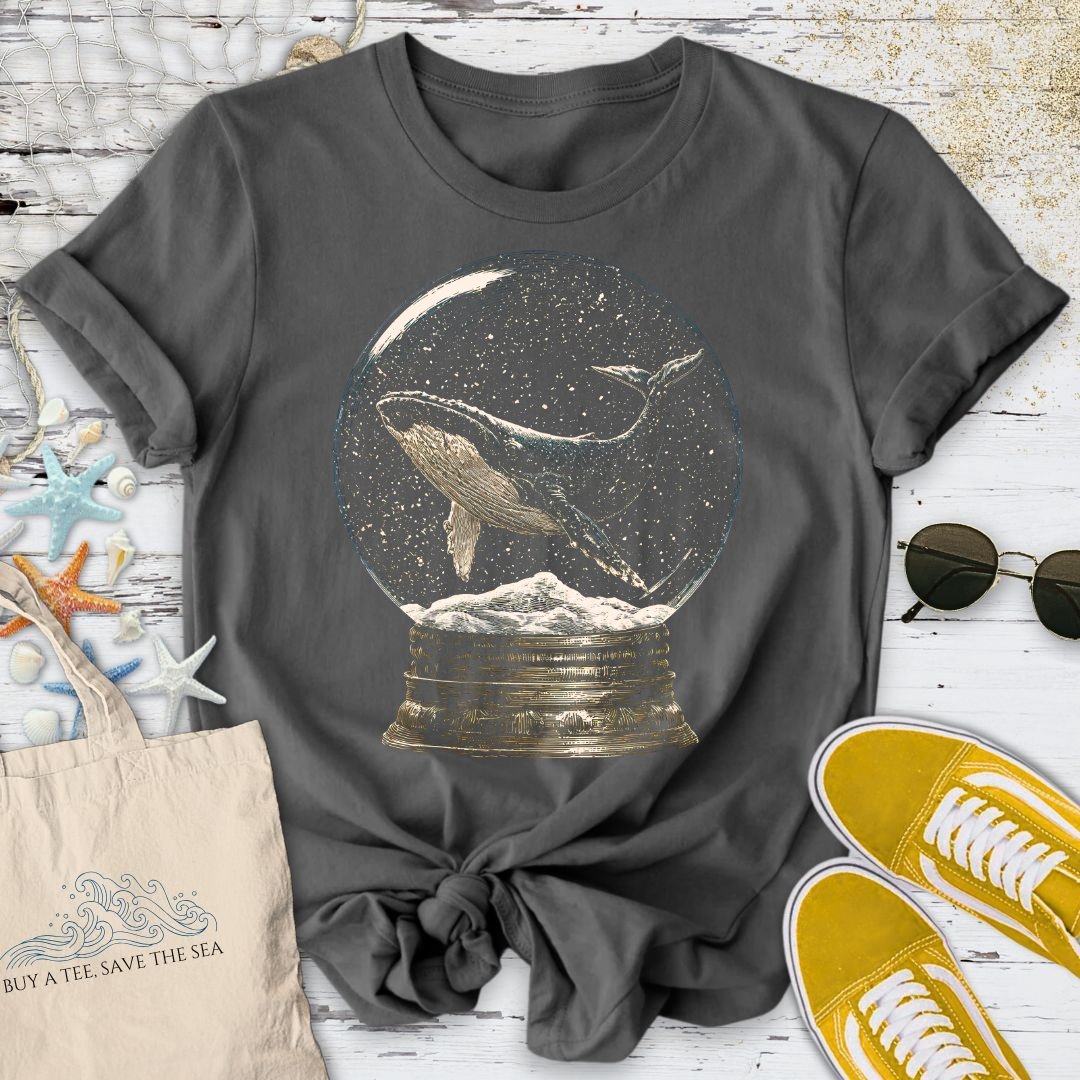 Whale Snow Globe T-Shirt in Charcoal - Dolce Reverie