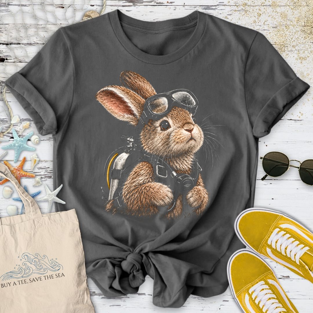 Scuba Diver Bunny T-Shirt in Charcoal - Dolce Reverie