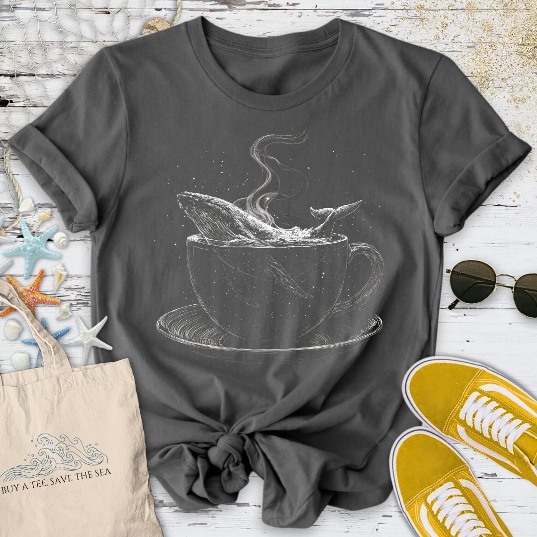 Teacup Whale T-Shirt in Charcoal - Dolce Reverie