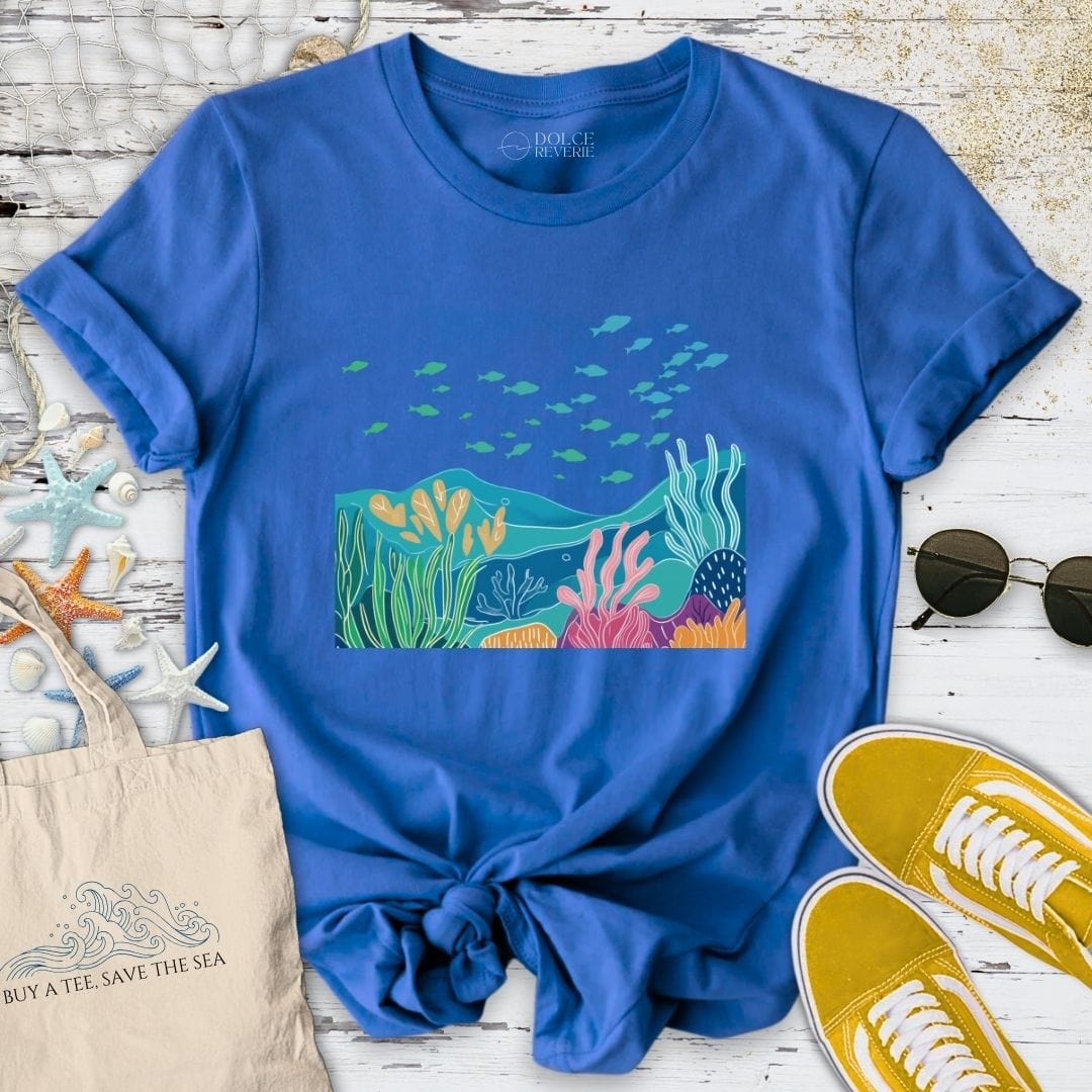 Coral Reef Colorful Line Art T-Shirt Royal / S