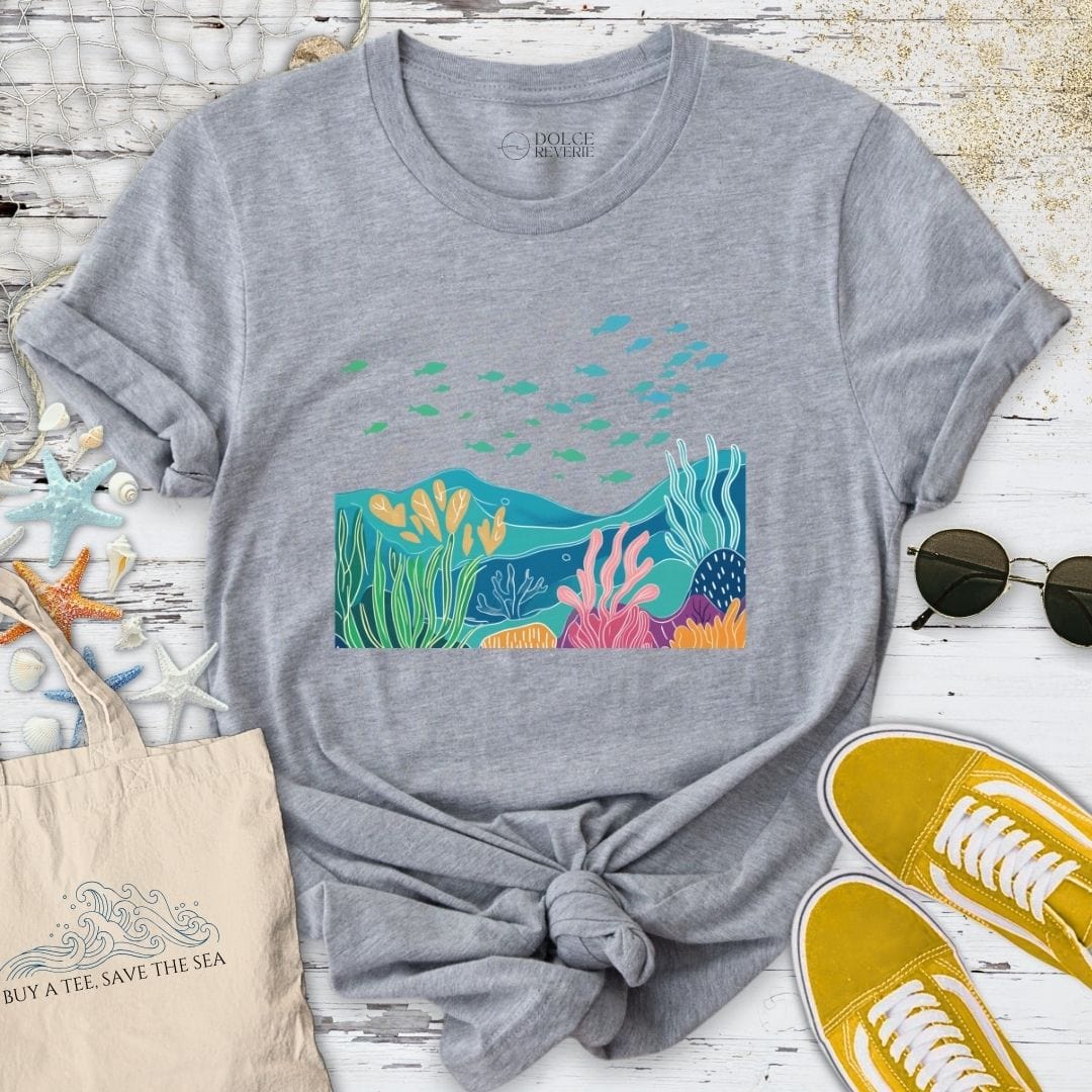 Coral Reef Colorful Line Art T-Shirt Sport Grey / S