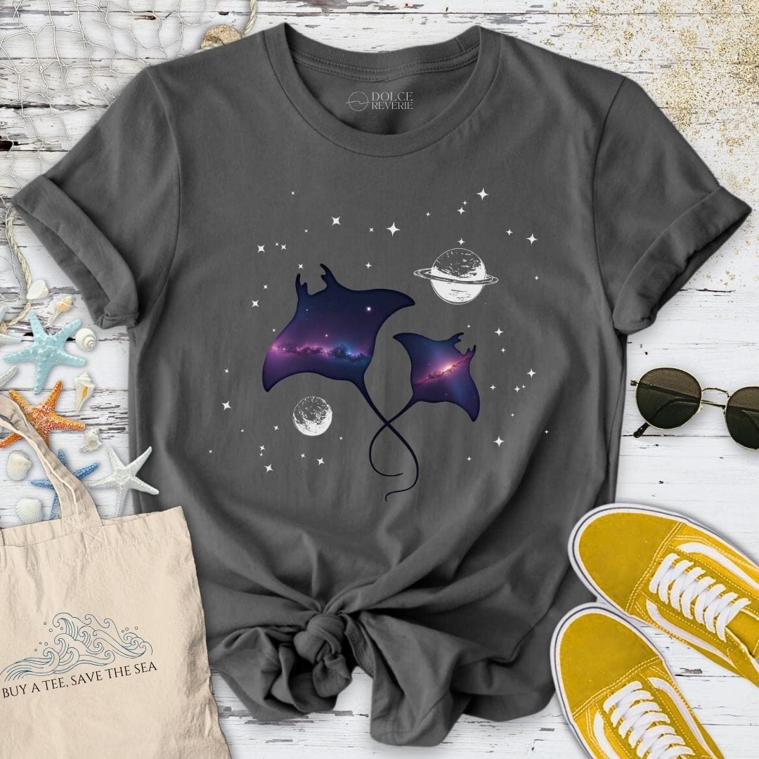 Cosmic Manta Rays T-Shirt Charcoal / S