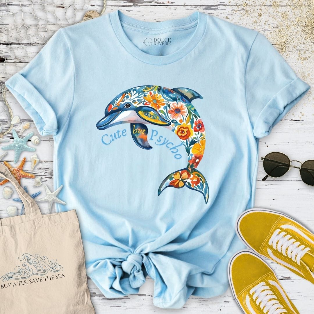 Cute But Psycho - Dolphin T-Shirt Light Blue / S