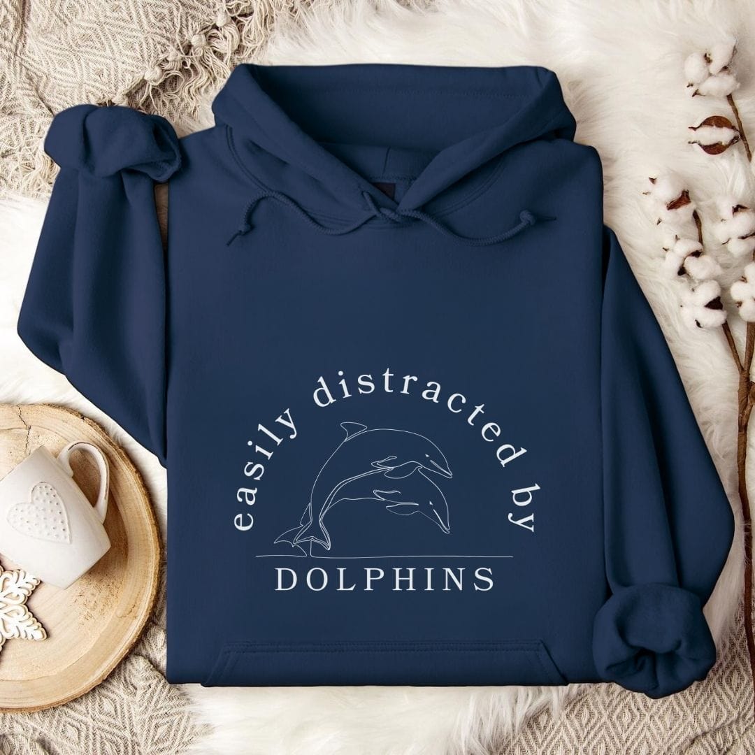 Distracted By Dolphins Hoodie Navy / S