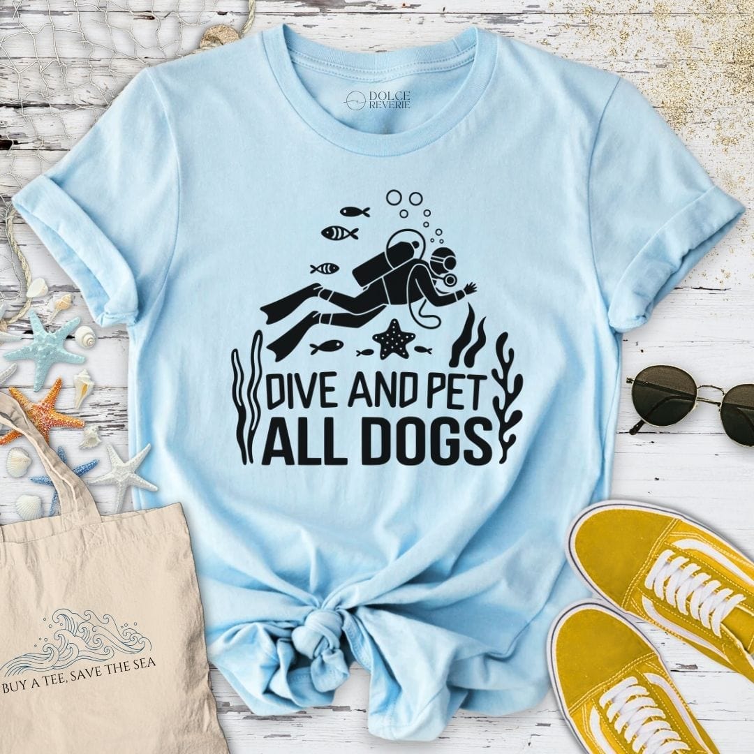 Dive And Pet All Dogs T-Shirt Light Blue / S